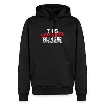 Dieser verrückte läuft Ultramarathons - Männer Premium Bio Hoodie - Schwarz - Vorne - Nico (187cm)