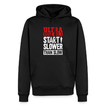 Ultra Rule - Coureur d’ultramarathon - Sweat à capuche Premium bio Homme - noir - Devant - Nico (187cm)