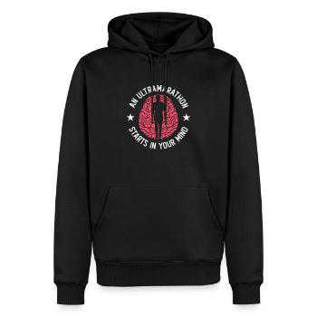 An ultramarathon starts in the head - Ultra Marathon - Men’s Premium Organic Hoodie - black - Front - Nico (187cm)