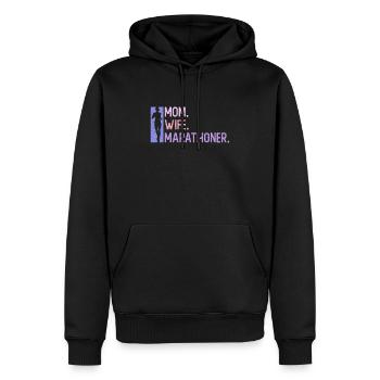Mère. Femme. Marathonien. - Femmes - Sweat à capuche Premium bio Homme - noir - Devant - Nico (187cm)