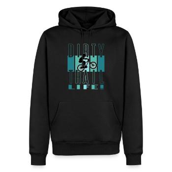 Dirty Trail Life Mountain Bike - Männer Premium Bio Hoodie - Schwarz - Vorne - Nico (187cm)