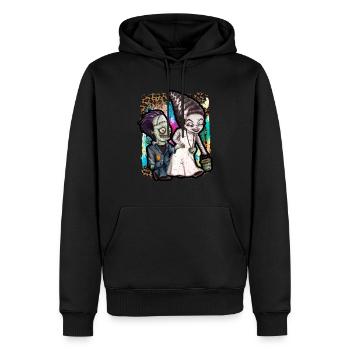Sorcière d’Halloween et Zombie Tie Dye - Sweat à capuche Premium bio Homme - noir - Devant - Nico (187cm)