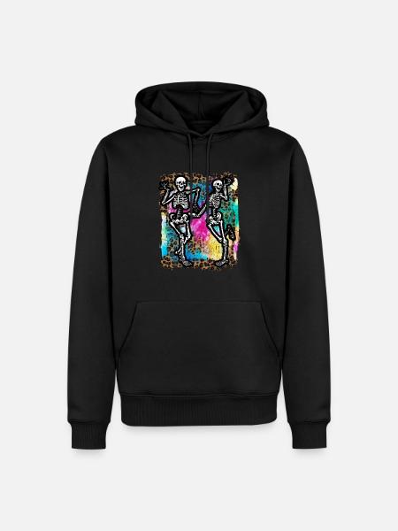 Halloween Skeletons Dancing Tie Dye - Men’s Premium Organic Hoodie - black