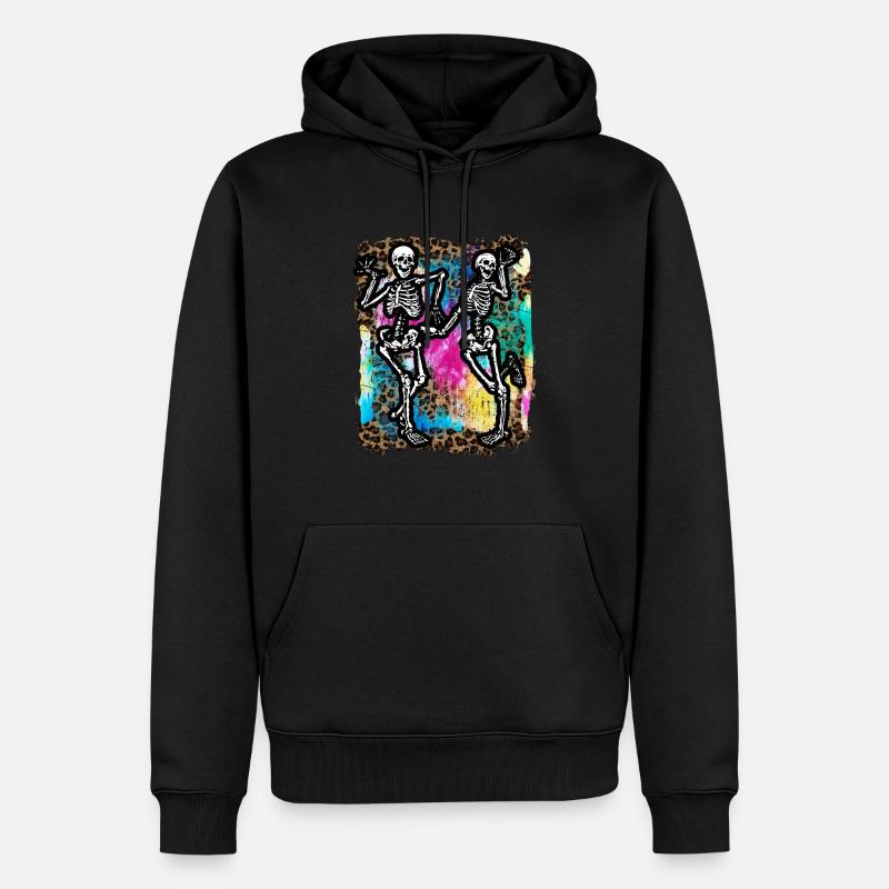 Halloween Squelettes Dancing Tie Dye - Sweat à capuche Premium bio Homme - noir