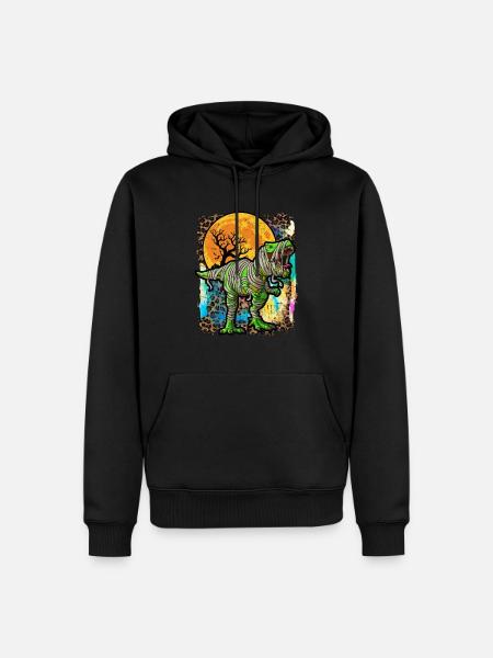 Halloween Dinosaur Zombie Tie Dye - Men’s Premium Organic Hoodie - black