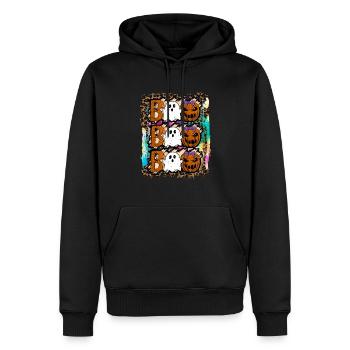 Halloween Boo Ghost Citrouille Tie Dye - Sweat à capuche Premium bio Homme - noir - Devant - Nico (187cm)