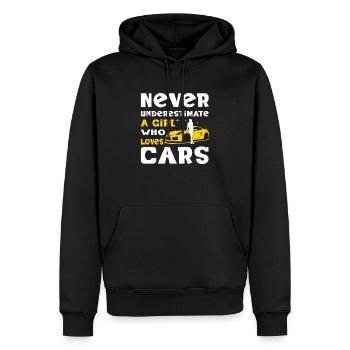 Never Underestimate A Girl Who Loves Cars Car Love - Männer Premium Bio Hoodie - Schwarz - Vorne - Nico (187cm)