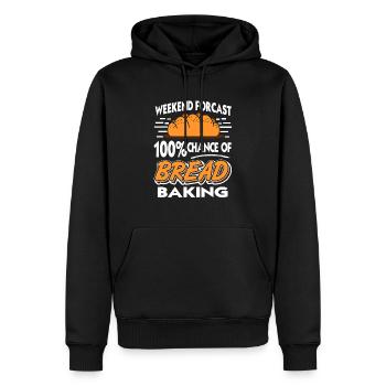Prévisions du week-end 100% de chances de cuisson du pain - Sweat à capuche Premium bio Homme - noir - Devant - Nico (187cm)