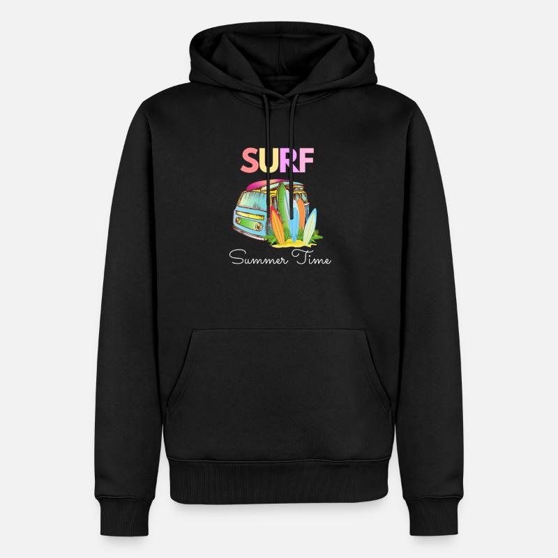 Summer time SURF - Sweat à capuche Premium bio Homme - noir