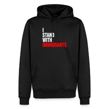 I Stand With Immigrants - Men’s Premium Organic Hoodie - black - Front - Nico (187cm)