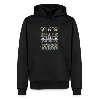 Trending Memes This Is My Ugly Sweater Funny - Men’s Premium Organic Hoodie - black - Front - Nico (187cm)