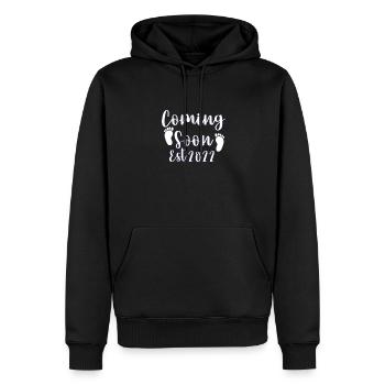 Coming Soon - Men’s Premium Organic Hoodie - black - Front - Nico (187cm)