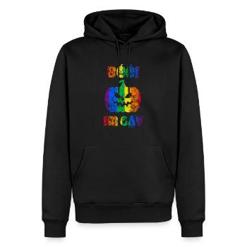 Hou! Je suis gay! Fierté d’Halloween - Sweat à capuche Premium bio Homme - noir - Devant - Nico (187cm)
