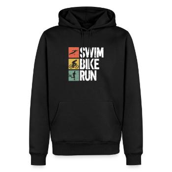 Natation Cyclisme Course à pied - Entraînement au triathlon - Sweat à capuche Premium bio Homme - noir - Devant - Nico (187cm)