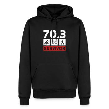 70.3 Survivant - Triathlète d’entraînement de demi-triathlon - Sweat à capuche Premium bio Homme - noir - Devant - Nico (187cm)