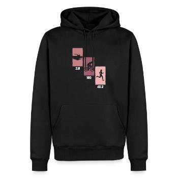 3.8 | 180 | 42.2 - Triathlon Frauen Training - Männer Premium Bio Hoodie - Schwarz - Vorne - Nico (187cm)