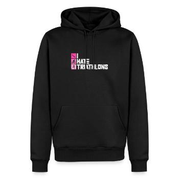 Ich hasse Triathlons - Triathlon Training Frauen - Männer Premium Bio Hoodie - Schwarz - Vorne - Nico (187cm)