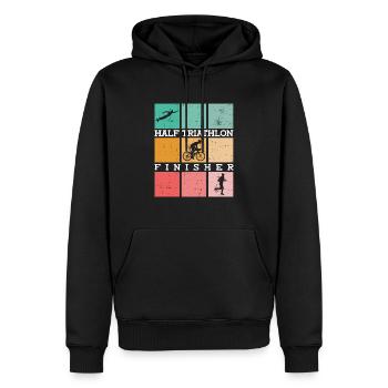 Halb-Triathlon Finisher - Triathlet - Männer Premium Bio Hoodie - Schwarz - Vorne - Nico (187cm)