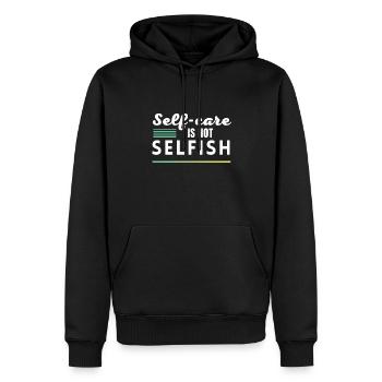 Self-care is not selfish - Cadeau bien-être perso - Sweat à capuche Premium bio Homme - noir - Devant - Nico (187cm)