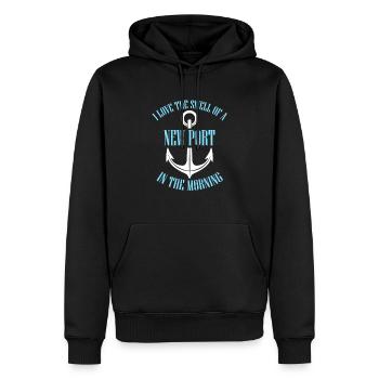 I Love The Smell Of A New Port In The Morning - Männer Premium Bio Hoodie - Schwarz - Vorne - Nico (187cm)