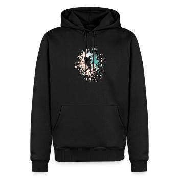 Hike Color Splash - Männer Premium Bio Hoodie - Schwarz - Vorne - Nico (187cm)