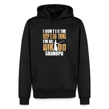 Je ne fais pas la chose de rester calme - Aikido Grandpa - Sweat à capuche Premium bio Homme - noir - Devant - Nico (187cm)