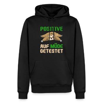 Faultier Positiv auf Corona getestet - Männer Premium Bio Hoodie - Schwarz - Vorne - Nico (187cm)