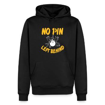No Pin Left Behind Cool Funny Bowling Designs - Men’s Premium Organic Hoodie - black - Front - Nico (187cm)