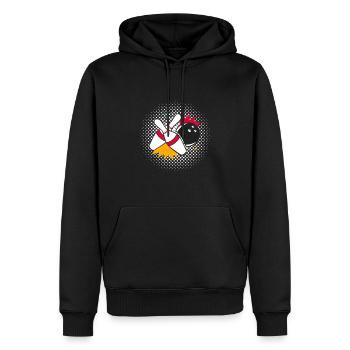 Cool Vintage Pin Bowling Designs T-Shirt - Männer Premium Bio Hoodie - Schwarz - Vorne - Nico (187cm)