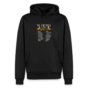 10 Dinge, die ich in meinem Leben will Pferde - Männer Premium Bio Hoodie - Schwarz - Vorne - Nico (187cm)