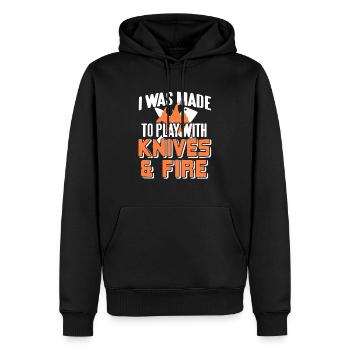 I Was Made To Play With Knives & Fire Awesome - Männer Premium Bio Hoodie - Schwarz - Vorne - Nico (187cm)