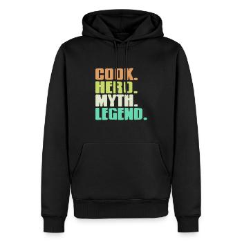 Cook. Hero. Myth. Legend Retro Cooking T-Shirt - Männer Premium Bio Hoodie - Schwarz - Vorne - Nico (187cm)