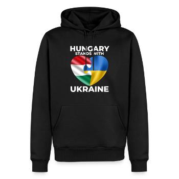 Ungarn unterstützt die Ukraine - Männer Premium Bio Hoodie - Schwarz - Vorne - Nico (187cm)