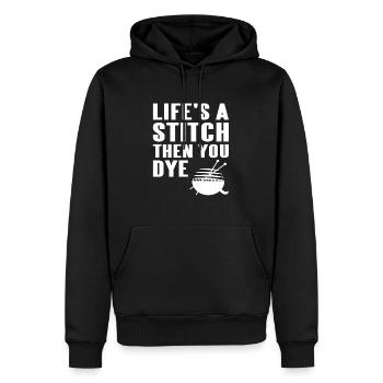 Life's A Stitch Then You Dye Funny Stitching - Männer Premium Bio Hoodie - Schwarz - Vorne - Nico (187cm)