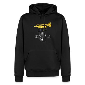 J’ai une trompette drôle de trompettiste Jazz March - Sweat à capuche Premium bio Homme - noir - Devant - Nico (187cm)