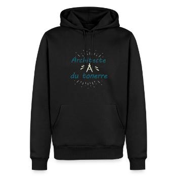 Tshirt homme Architecte du tonerre - Sweat à capuche Premium bio Homme - noir - Devant - Nico (187cm)