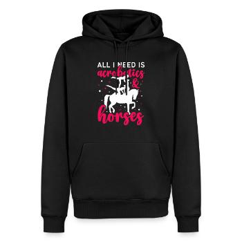 Voltigieren All I Need Is Acrobatics & Horses - Männer Premium Bio Hoodie - Schwarz - Vorne - Nico (187cm)