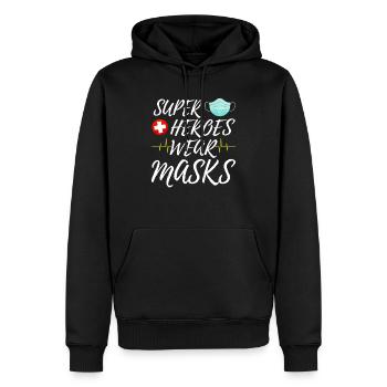 Super Heroes Wear Masks - Men’s Premium Organic Hoodie - black - Front - Nico (187cm)