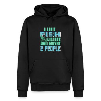 I Like Fish Coffee & Maybe 2 People Funny Tee - Männer Premium Bio Hoodie - Schwarz - Vorne - Nico (187cm)