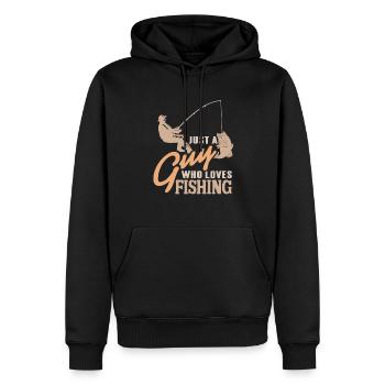 Juste un gars qui aime la pêche T-Shirt génial - Sweat à capuche Premium bio Homme - noir - Devant - Nico (187cm)