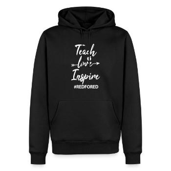 Teach Love Inspire Teacher Red For Ed - Men’s Premium Organic Hoodie - black - Front - Nico (187cm)