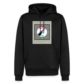 Man do lin (drei Zeilen) mit Kreisdesign mit Mando - Männer Premium Bio Hoodie - Schwarz - Vorne - Nico (187cm)