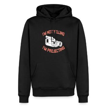 Je ne crie pas, je projette du théâtre drôle - Sweat à capuche Premium bio Homme - noir - Devant - Nico (187cm)