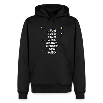 Nur wer sein Ziel kennt findet den weg. - Männer Premium Bio Hoodie - Schwarz - Vorne - Nico (187cm)