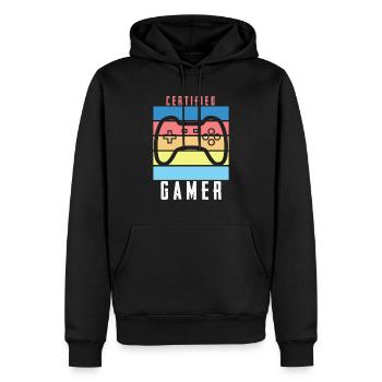 Retro Vintage Certified Game Awesome T-Shirt - Men’s Premium Organic Hoodie - black - Front - Nico (187cm)