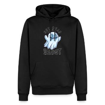 Not Dead But Will Ghost Quirky Humor Halloween Fun - Men’s Premium Organic Hoodie - black - Front - Nico (187cm)