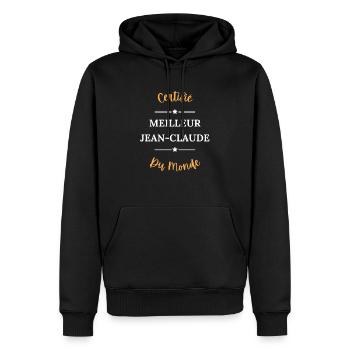 Certifié meilleur jean claude du monde - Sweat à capuche Premium bio Homme - noir - Devant - Nico (187cm)