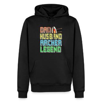 Dad Husband Archer Legend Retro Archery T-Shirt - Männer Premium Bio Hoodie - Schwarz - Vorne - Nico (187cm)