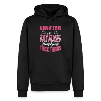 Lawyer With Tattoos Pretty Eyes & Thick Thighs - Men’s Premium Organic Hoodie - black - Front - Nico (187cm)