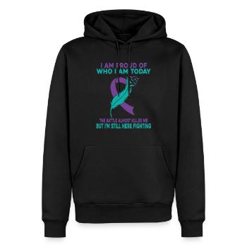I Am Proud Who I Am The Battle Suicide Awareness - Men’s Premium Organic Hoodie - black - Front - Nico (187cm)